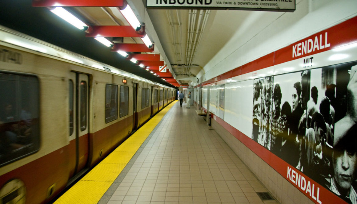 A subway platform with the words inbound at the top; Published as part of 