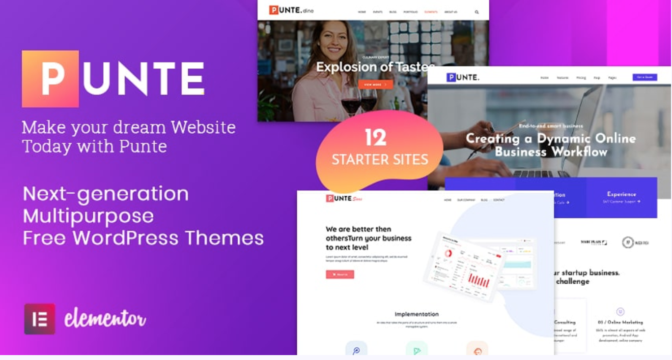 A screenshot of the Punte theme, published to: "The 7 Best Free WordPress Themes for Small Businesses"