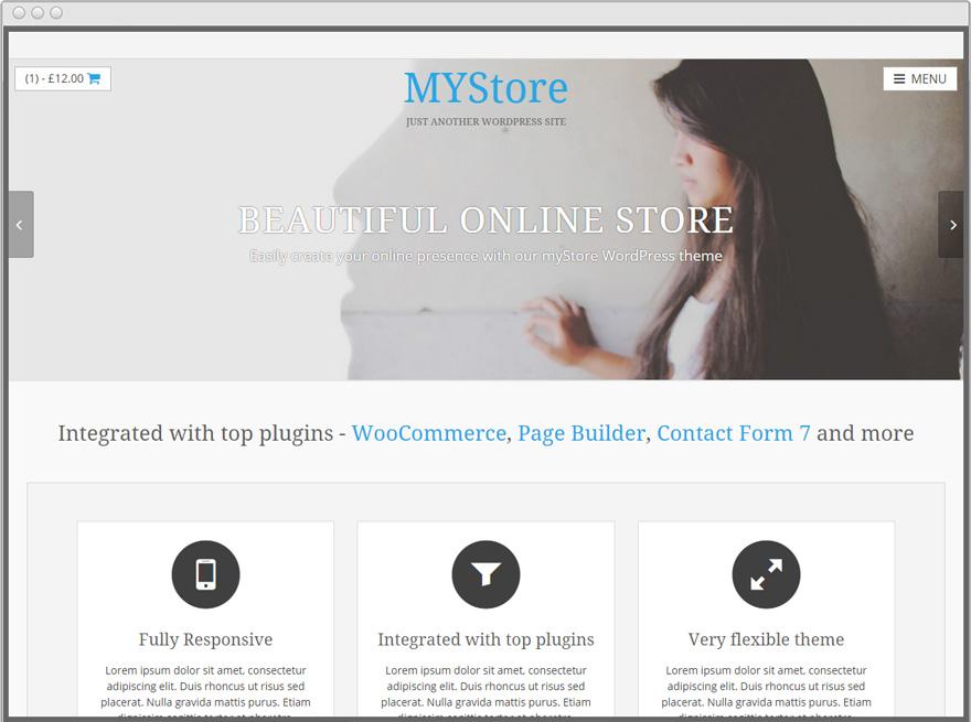A screenshot of the MyStore theme, published as part of: The 7 Best Free WordPress Themes for Small Businesses