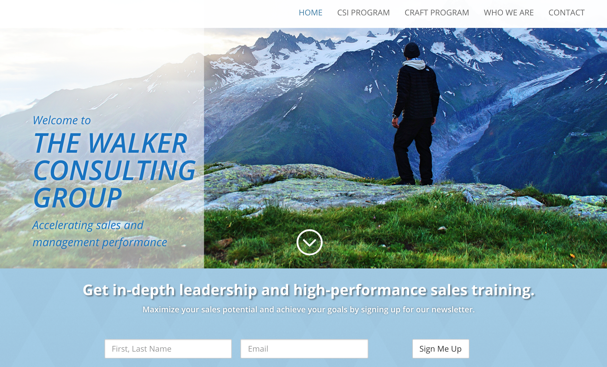 A screenshot of the Walker Consulting Group, published to: "Web Design, WordPress, SEO, and Graphic Design for the Walker Consulting Group"