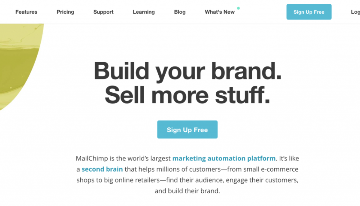 A screenshot of the Mailchimp website, published to: 