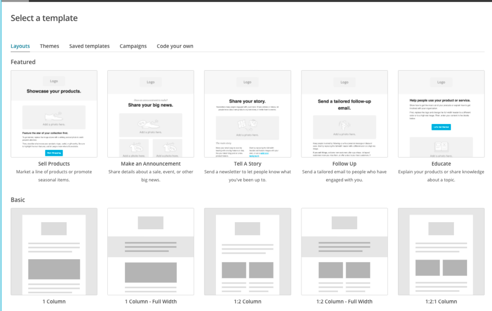 Screenshot of MailChimp's email template creator, published to: "3 Great Email Newsletter Tools for Small Businesses"