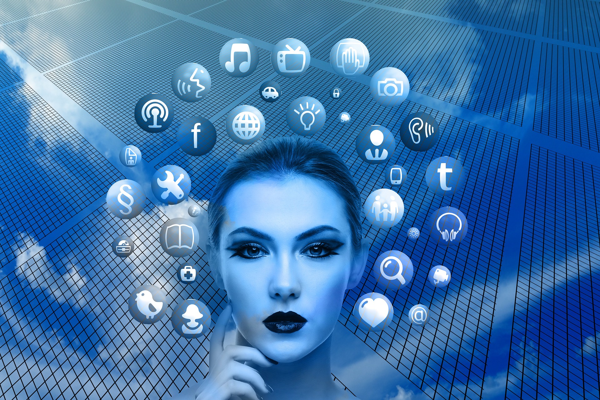 An image of a woman surrounded by icons, published to: "3 Great Email Newsletter Tools for Small Businesses"