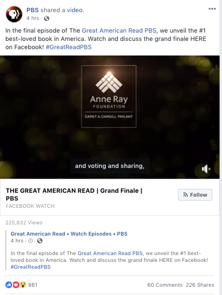 Screen Shot of PBS's Facebook, published to: "Non-Profit Social Media Ideas: 3 Organizations Who Are Killing It"