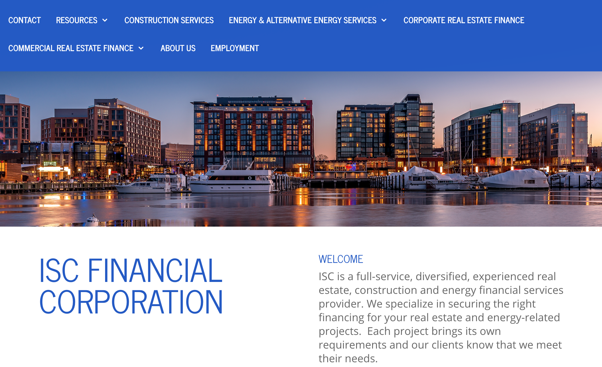 A screenshot of the ISC Financial website, published to: "Web Design, WordPress, SEO, Writing, and Graphic Design for ISC Financial, Inc."