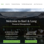 A screenshot of the Keel and Long Financial Management website, published to: 